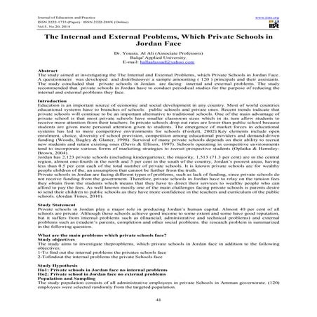 The internal and external problems, which private schools in jordan face