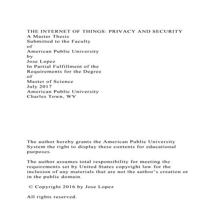 THE INTERNET OF THINGS PRIVACY AND SECURITYA Master ThesisSub.docx