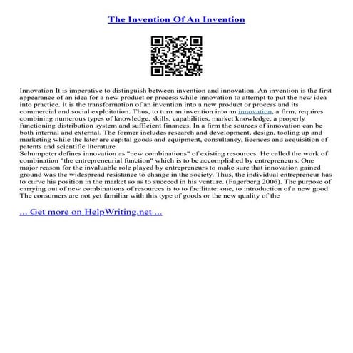 The Invention Of An Invention