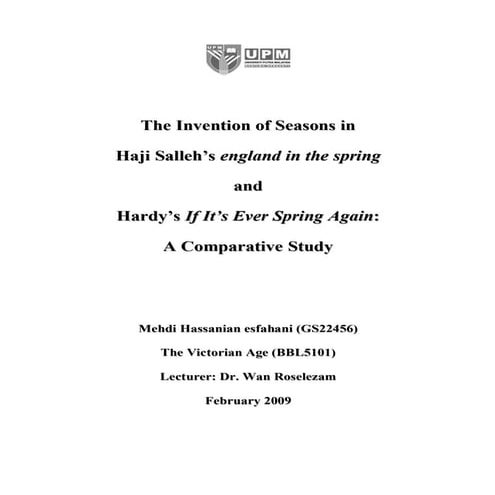 The Invention Of Seasons In Selected Poems By Haji Salleh And Thomas Hardy