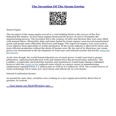 The Invention Of The Steam Engine