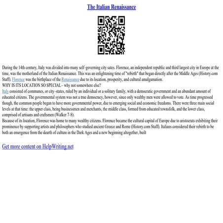 The Italian Renaissance