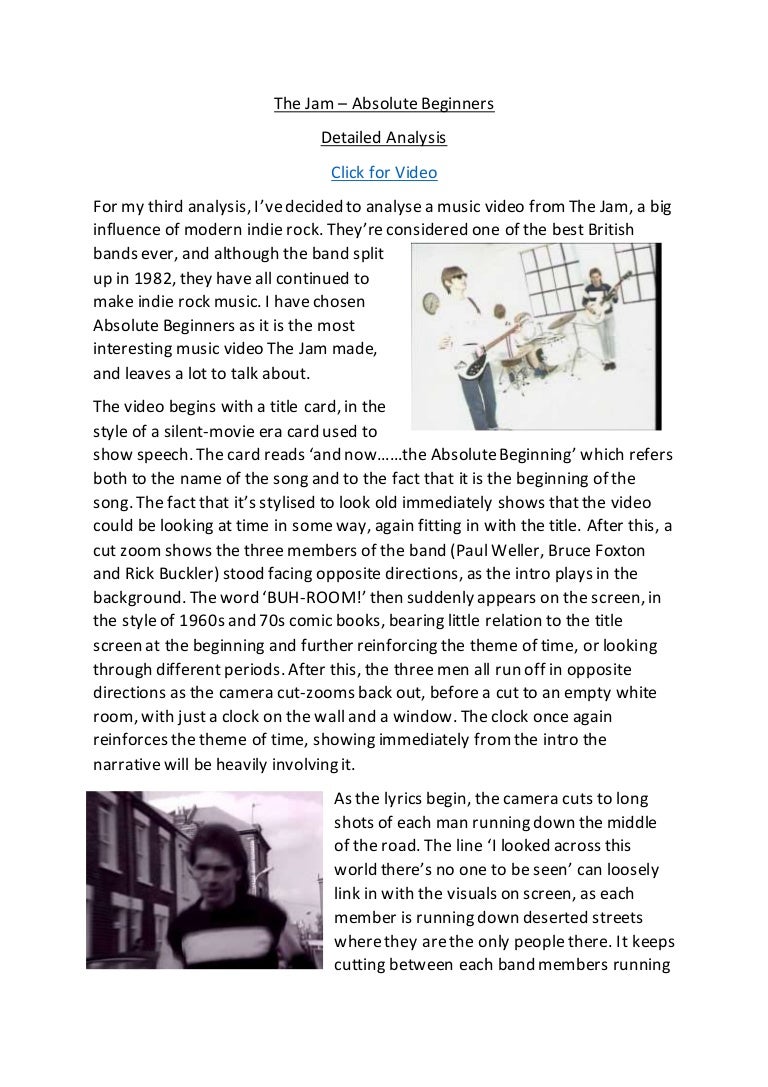 The Jam Absolute Beginners Detailed Analysis