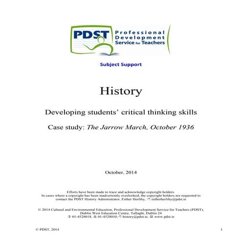 Case Study: The Jarrow March, 1936, Resource Booklet