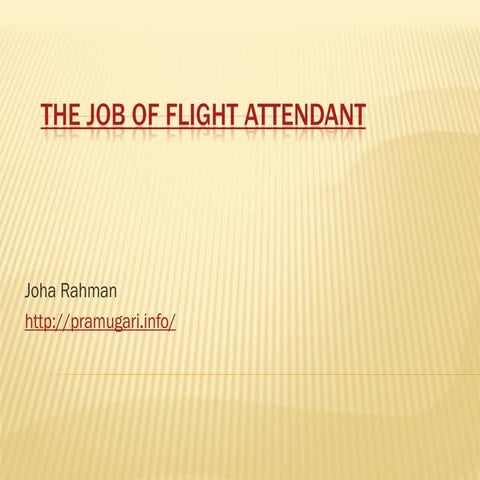 The job of flight attendant