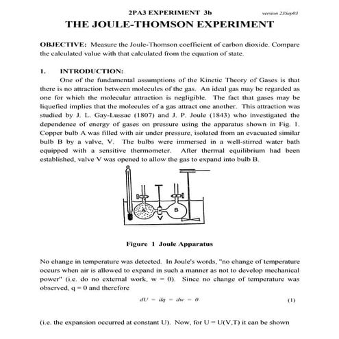 The joule thomson experiment