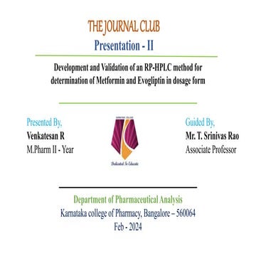 THE JOURNAL CLUB venkat 2 pharmaceutical analysis