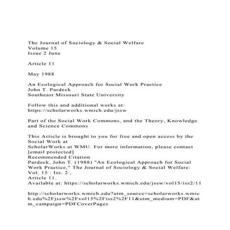 The Journal of Sociology & Social WelfareVolume 15Issue 2 .docx
