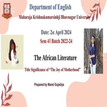 Title Significance of  "The Joy of Motherhood".pptx