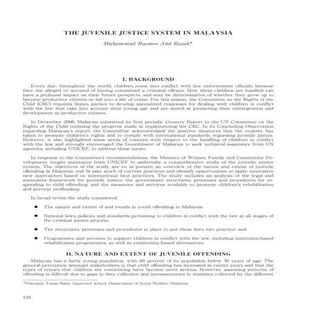 THE JUVENILE JUSTICE SYSTEM IN MALAYSIA