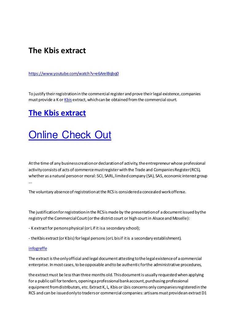 Declaration kbis