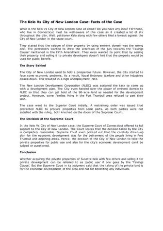 The kelo vs city of new london case facts of the case