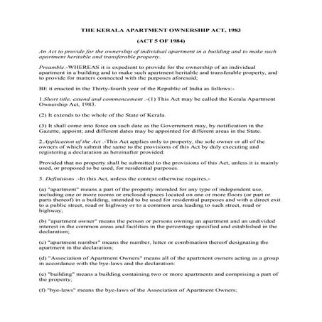 The Kerala Apartment Ownership Act, 1983