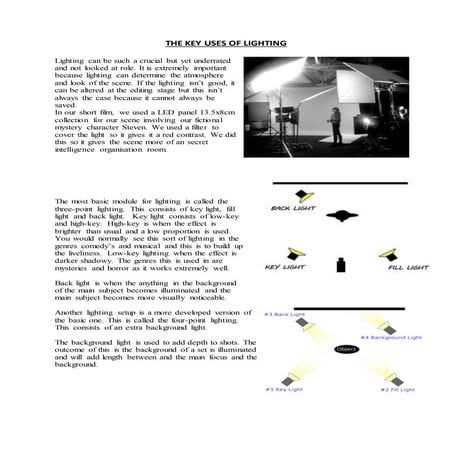 The key uses of lighting