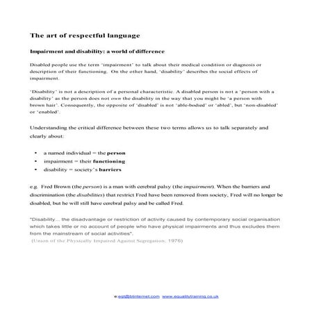 The language of respect