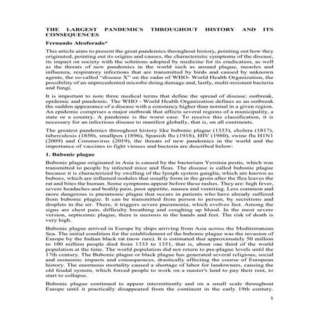 The largest pandemics throughout history and its consequences