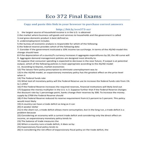Eco 372 final exam | DOC