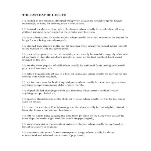 The Last Day Of His Life