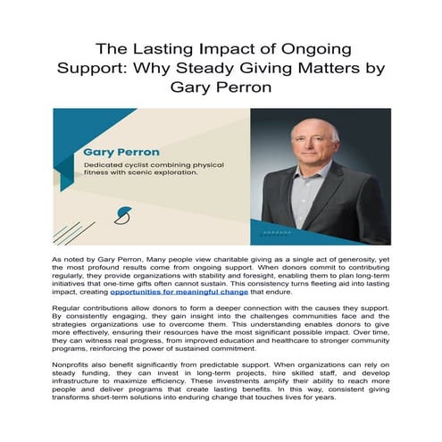 The Lasting Impact of Ongoing Support_ Why Steady Giving Matters by ...
