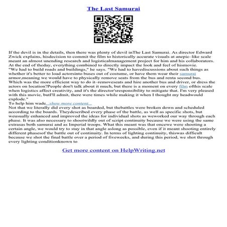 The Last Samurai Essay