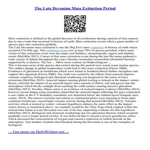 The Late Devonian Mass Extinction Period