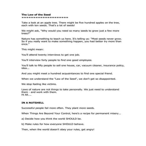 The law of the seed hs