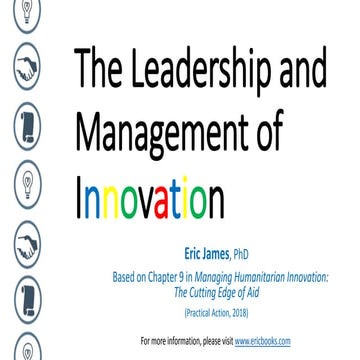 Leadership and Management of Innovation (Eric James)