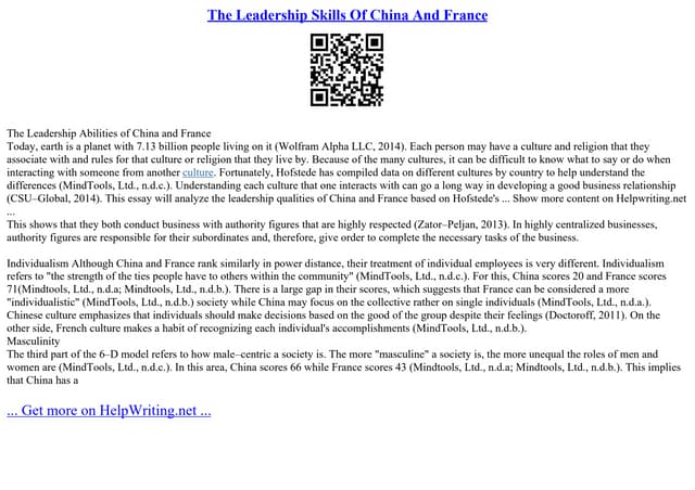 The Leadership Skills Of China And France