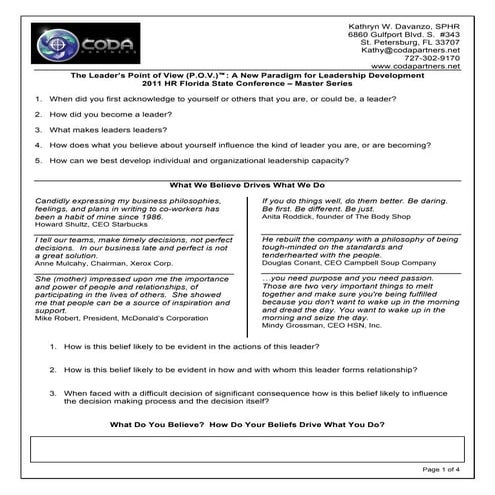 Davanzo -The leader's point of view handout 