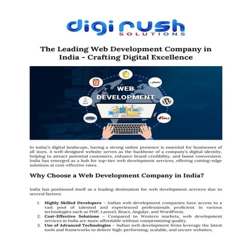 The Leading Web Development Company in India - Crafting Digital Excellence
