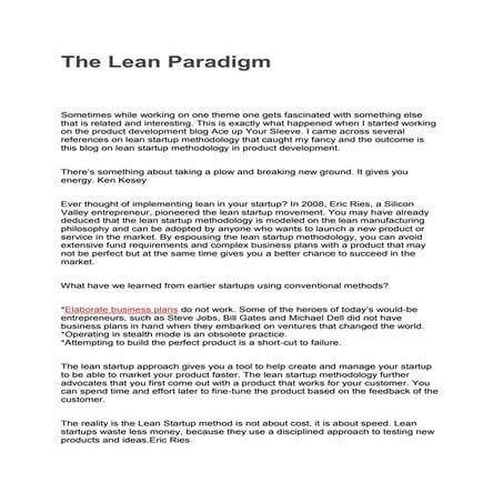 The lean paradigm