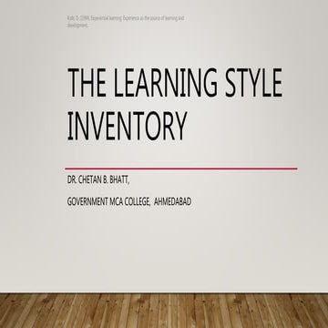 The learning style inventory