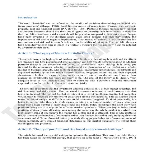 The legacy of modern portfolio theory   academic essay assignment - www.topgr...