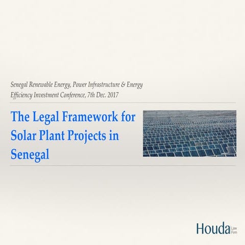 The Legal Framework for Solar Plant projects in Senegal