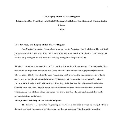 The Legacy of Zen Master Hughes Mindfulness Practices, and Humanitarian ...