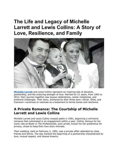 The Untold Story of Michelle Larrett and Lewis Collins' Family Life | DOCX
