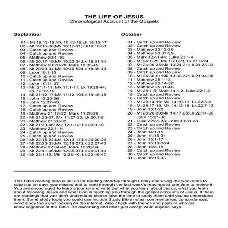 The Life of Jesus Chronological Reading Plan Part 3 of 3 Word letter