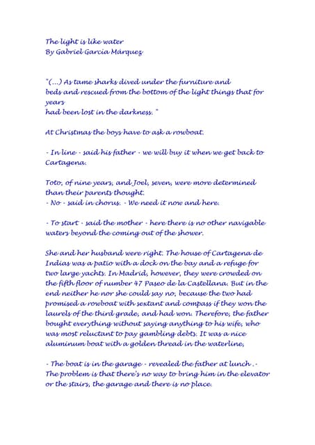 The Light Is Like Water   Gabriel Garcia Marquez