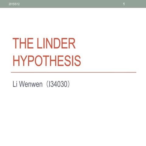 The linder hypothesis- Li Wenwen