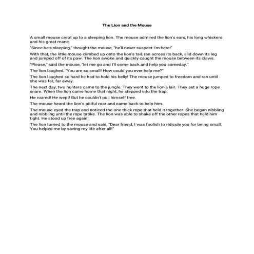 The lion and the mouse - Play Script | DOCX