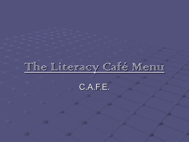 The literacy café menu