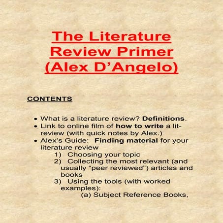 The literature review primer 2015