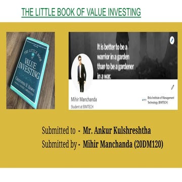 The little book of value investing