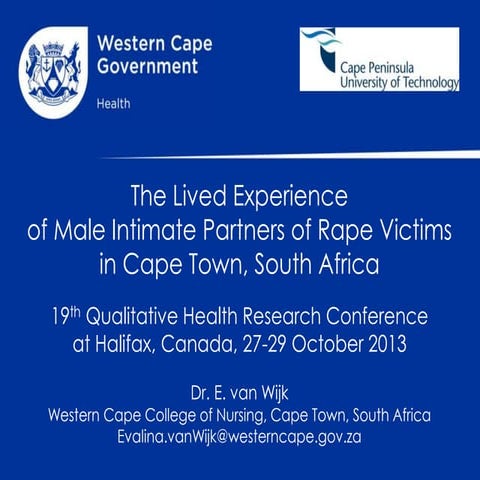 The lived experience of male intimate partners of female rape victims in cape...