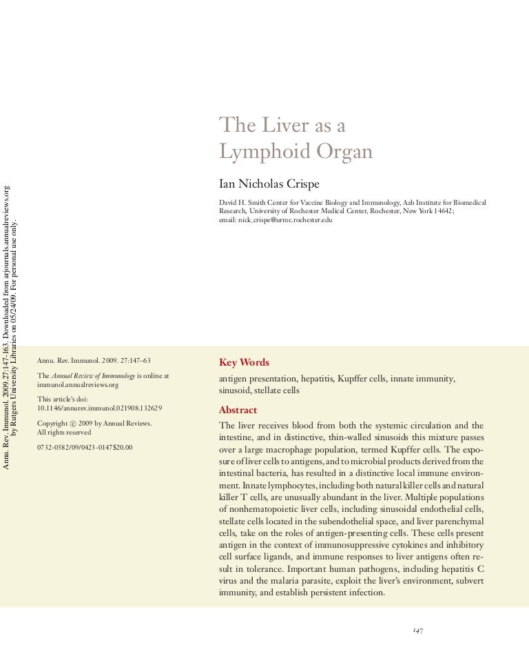 The Liver As A Lymphoid Organ Annu Rev - 
