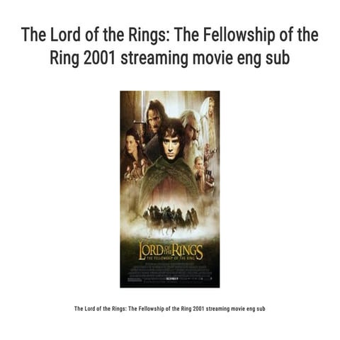 The Lord of the Rings: The Fellowship of the Ring 2001 streaming movie