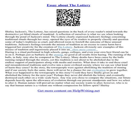 The Lottery Essay