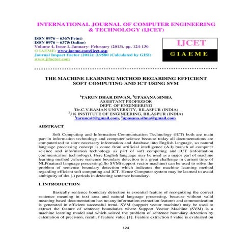 The machine learning method regarding efficient soft computing and ict ...