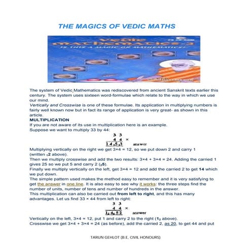 The magic of vedic maths