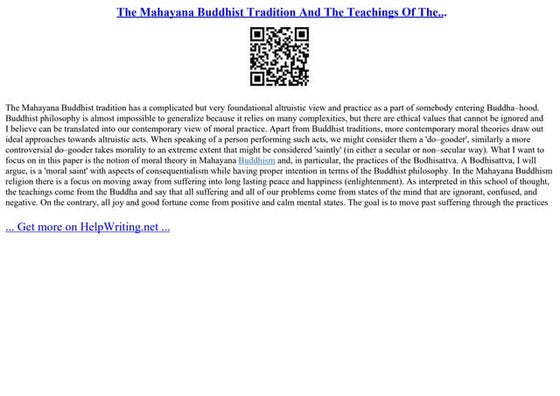 The Mahayana Buddhist Tradition And The Teachings Of The...